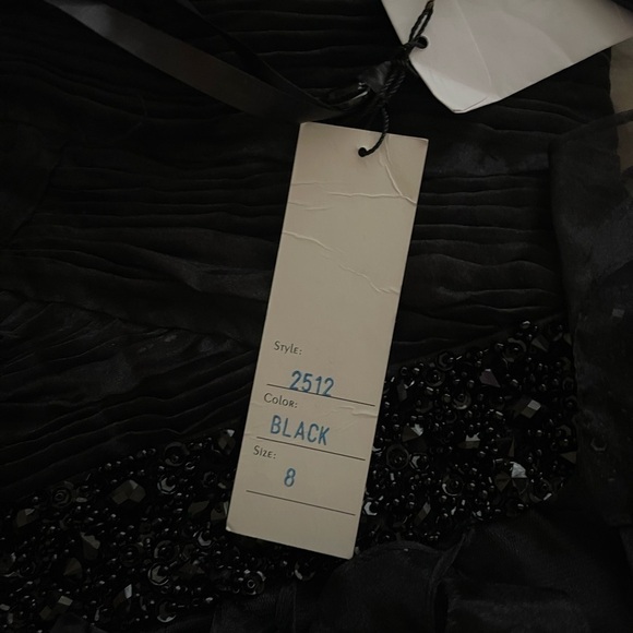 NWT SHERRI HILL Black Strapless Embellished Ruffle Mini Dress Size 8 Prom Dress - Picture 8 of 9